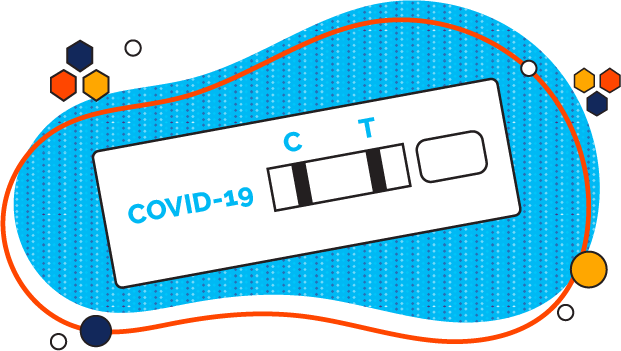 graphic with covid test